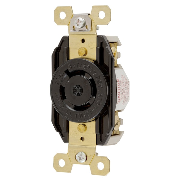 Locking Receptacle, L20-20R, 20 A, 125V AC, Three Phase, 4 Pole, Flush Mount, Screw Terminals